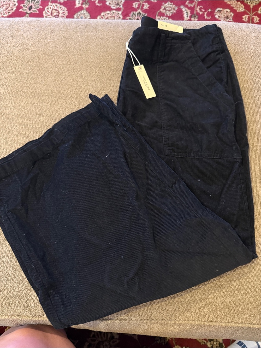 Max Studio London Size 10 Cropped Wide Leg Trousers Corduroy (TD)